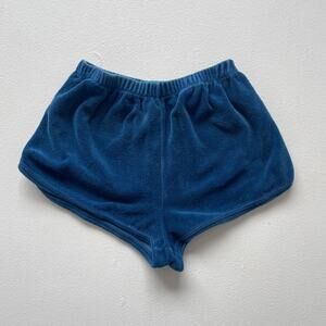 Vtg 70s 80s Navy Velour Sporty Disco Shorts / Sz XS/S / VARIETY Booty Retro Glam